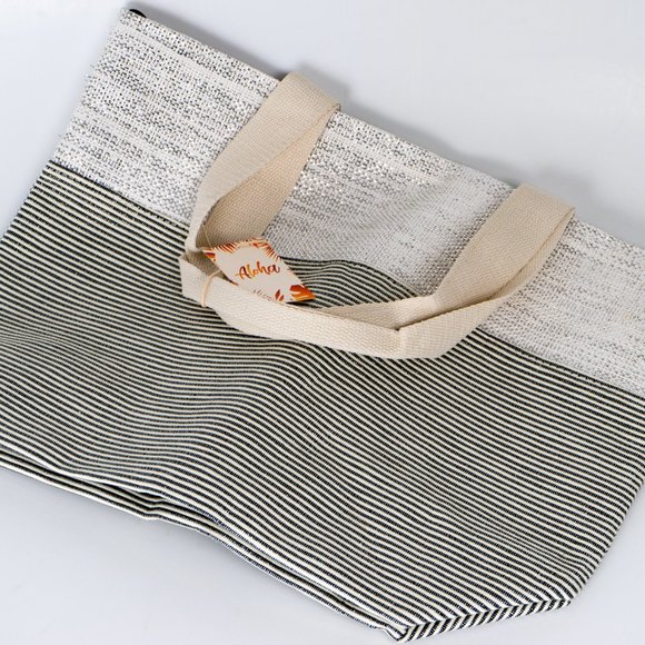 NWT ALOHA TOTE BAG IN CANVAS SILVER - Picture 5 of 8